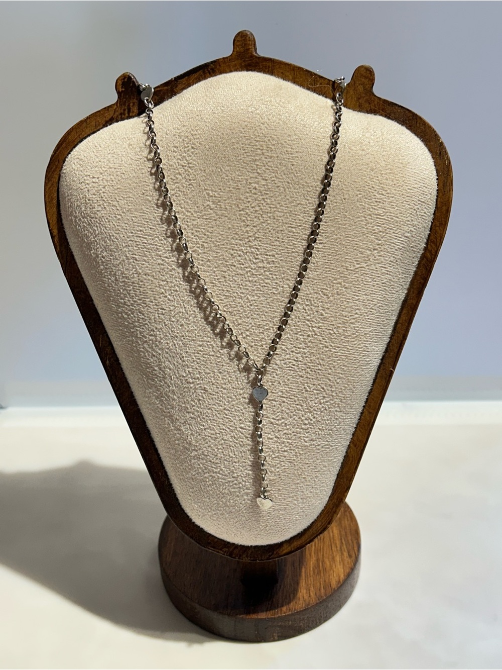 925 Sterling Silver Heart Lariat Necklace - Made In Italy